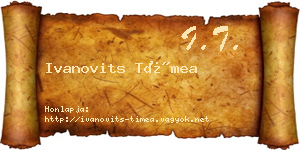 Ivanovits Tímea névjegykártya